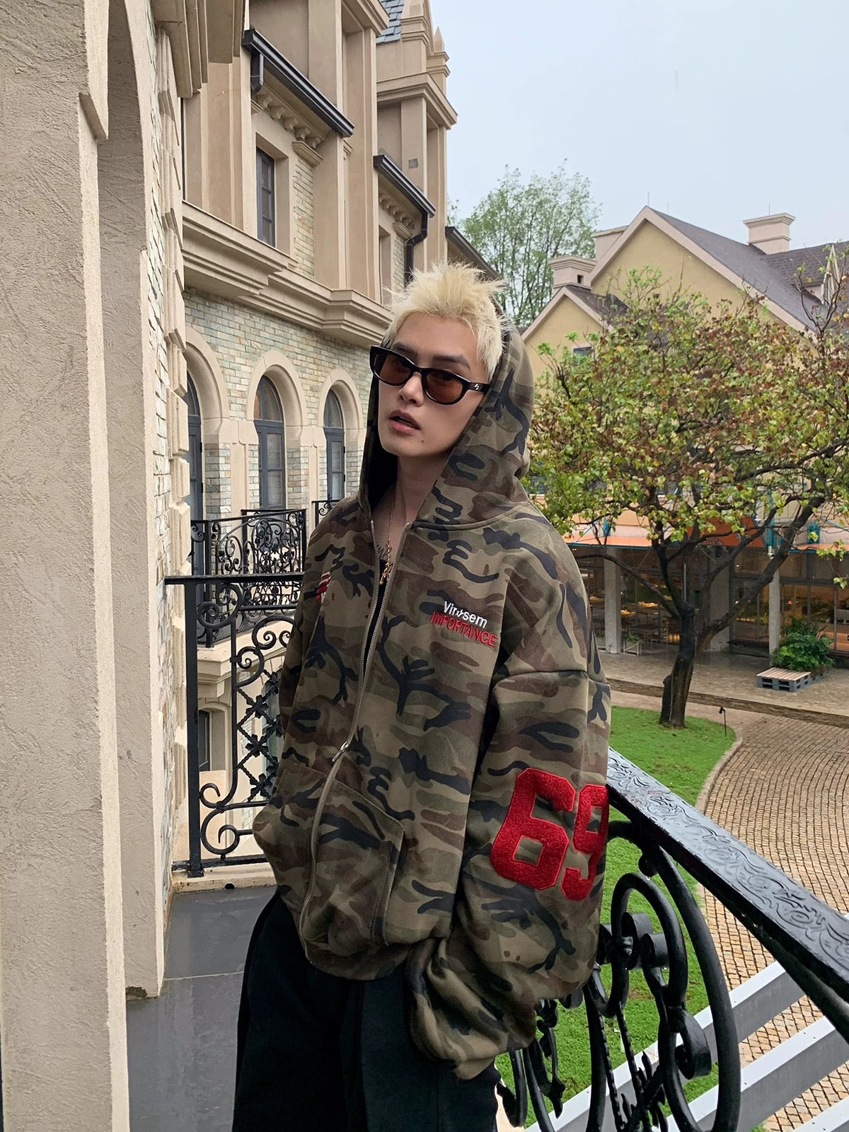Savage urban camouflage street oversized zip hoodie