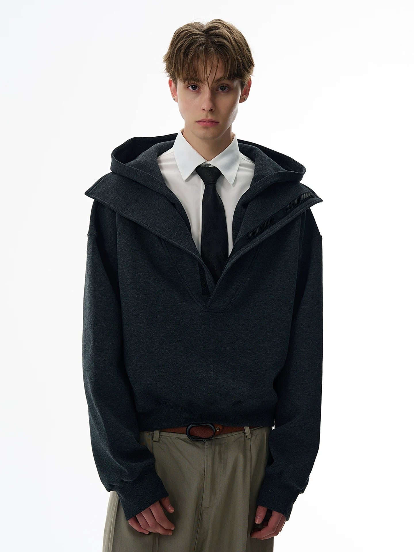 Urban monolith double collar hoodie