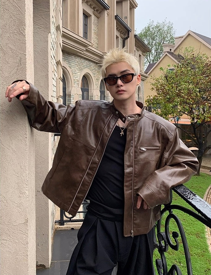 Edge classic rebel streetwear leather jacket