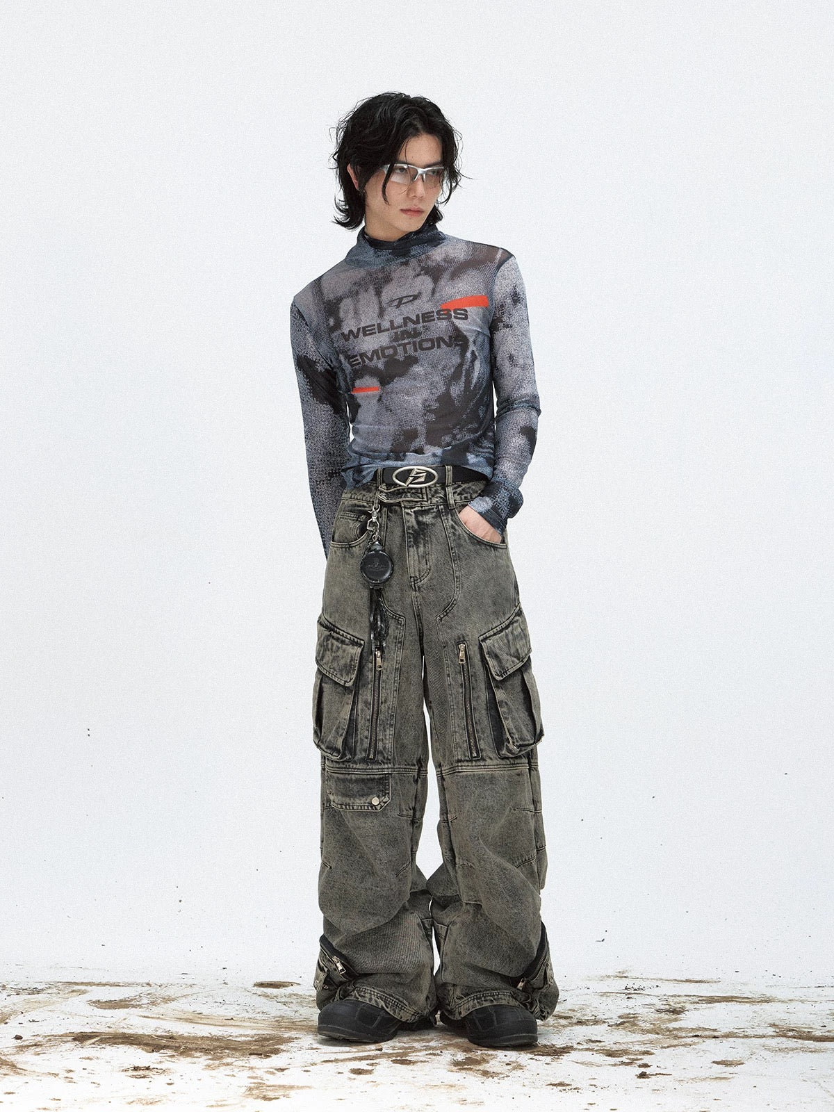 Spicy girl transparent inner thin mesh shirt