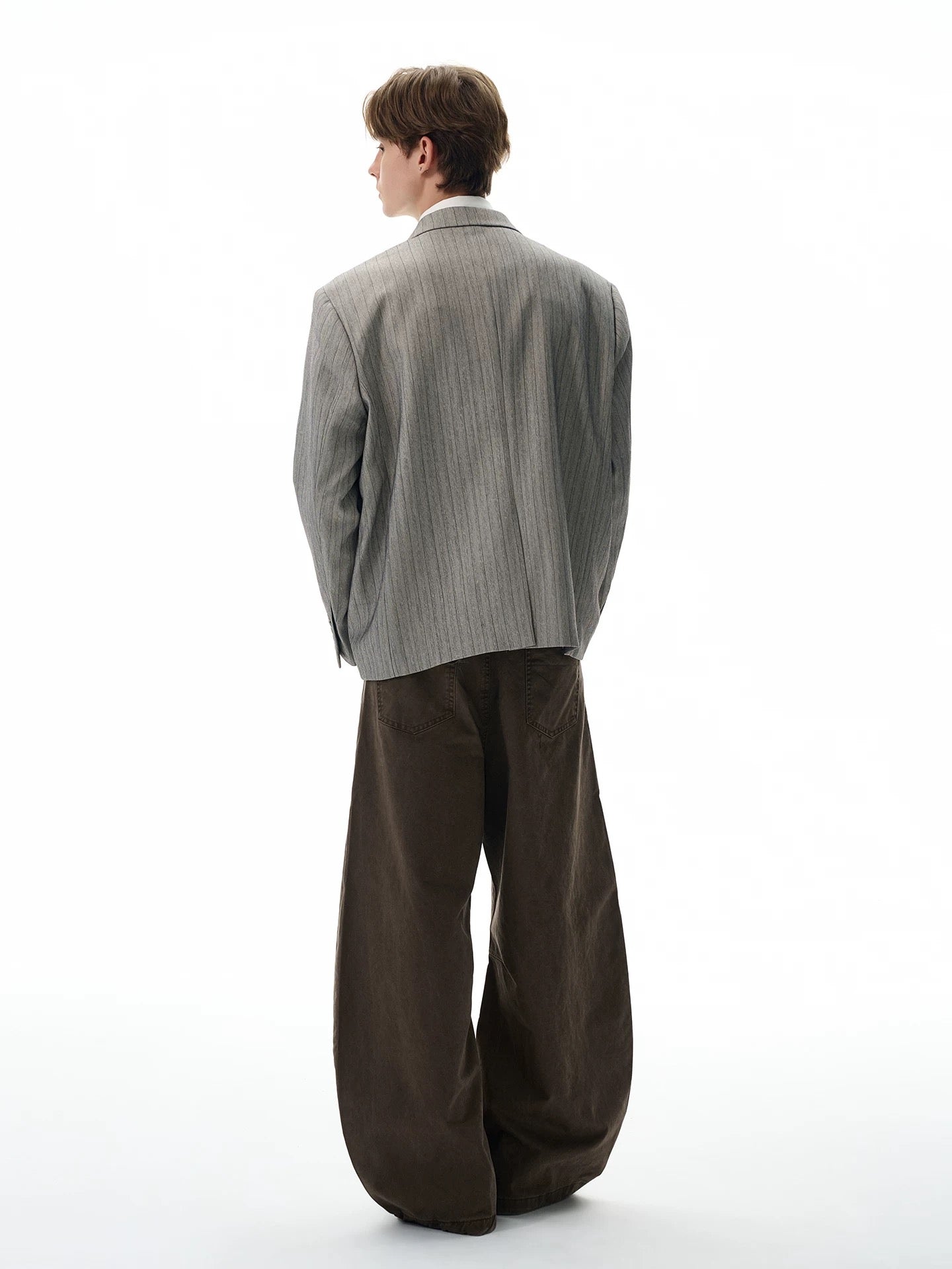 Grey pinstripe double breasted blazer