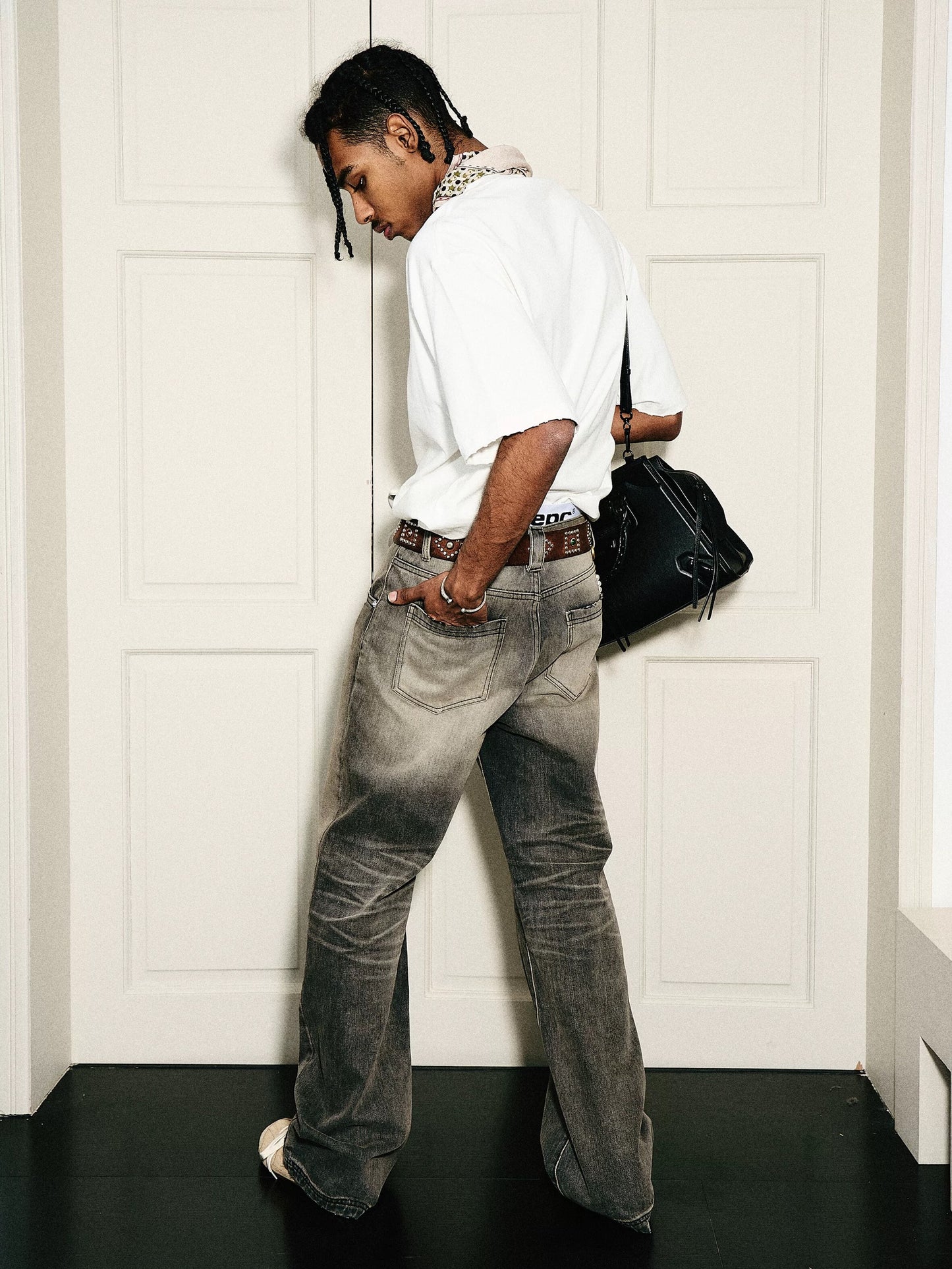 Stone mill ash black tube AC style jeans