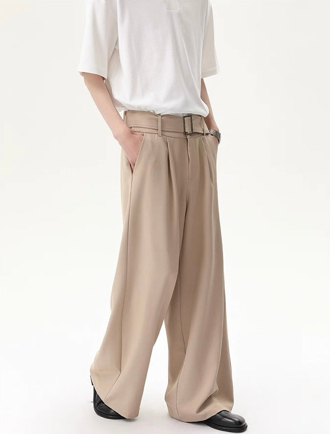 Premium removable waistband relaxed straight pants