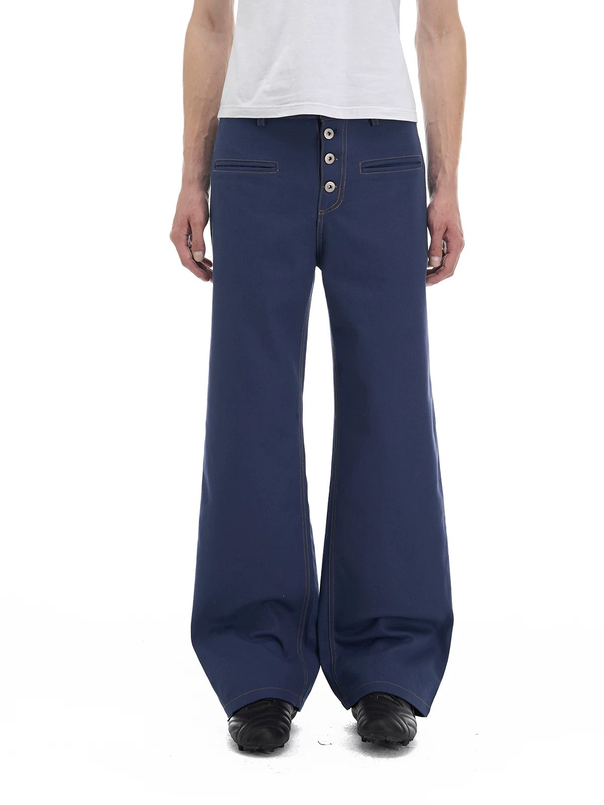 Cylinder polished embroidered artisan blue casual pants