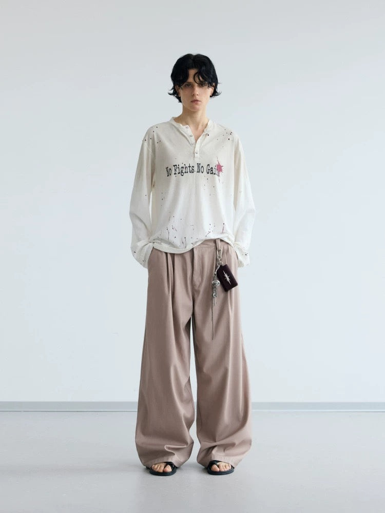Loose old ink printed long sleeve t-shirt
