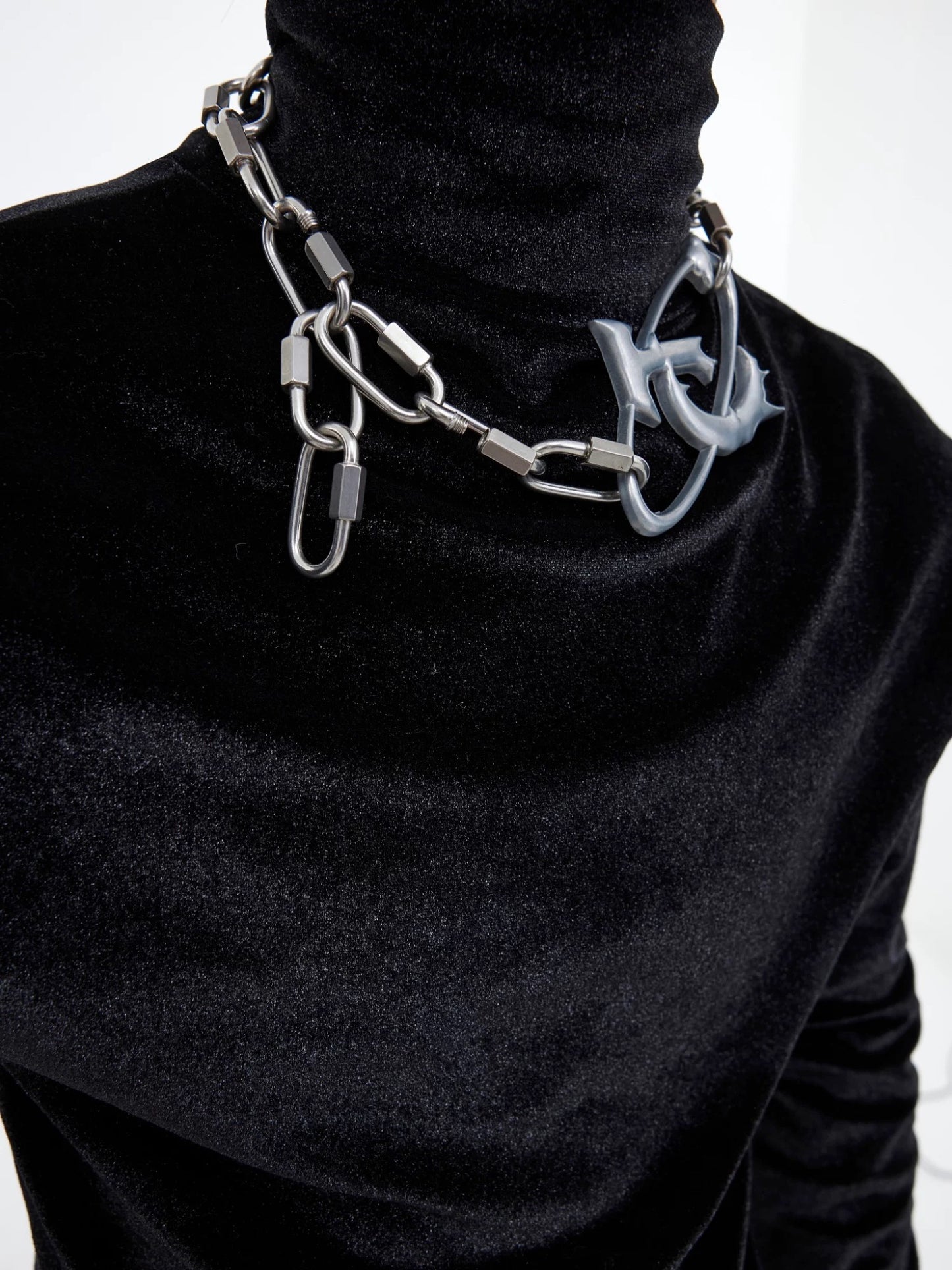 Heavy metal chain punk matte finish necklace