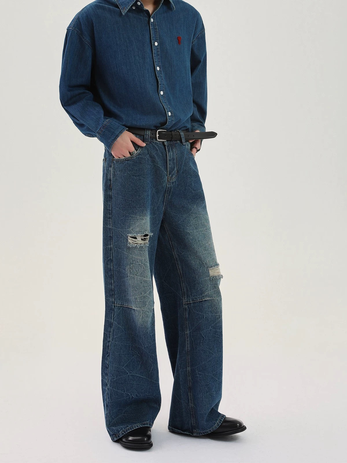 Grace worn out straight leg denim pants