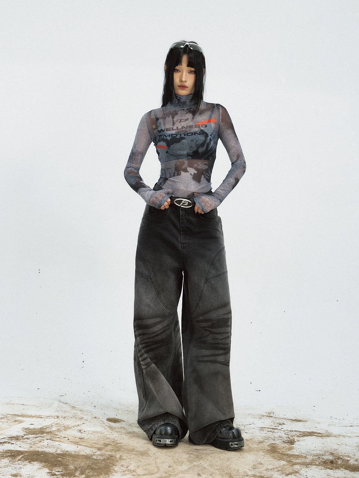 Spicy girl transparent inner thin mesh shirt