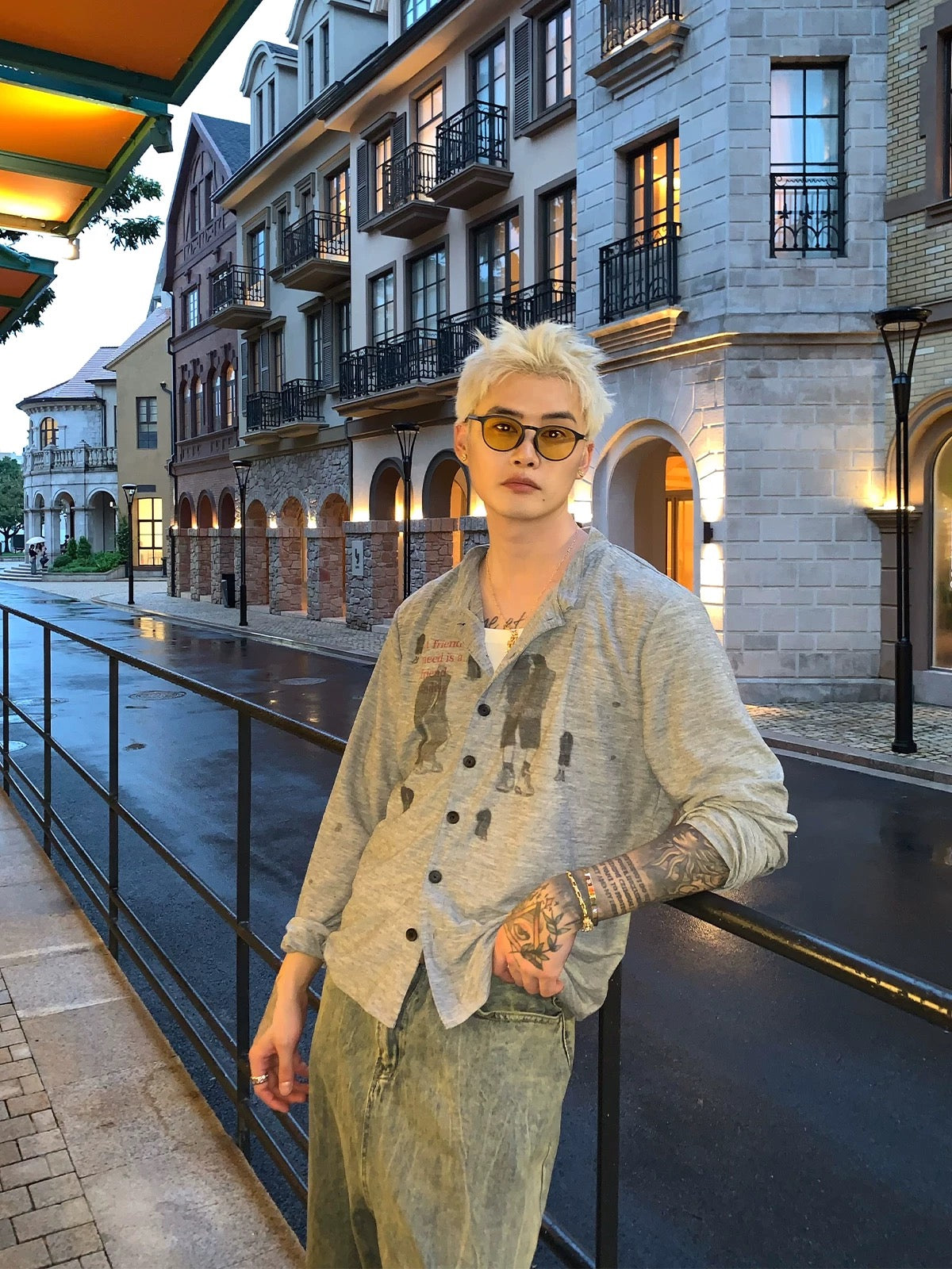 American lazy style leysel thin fun print cardigan