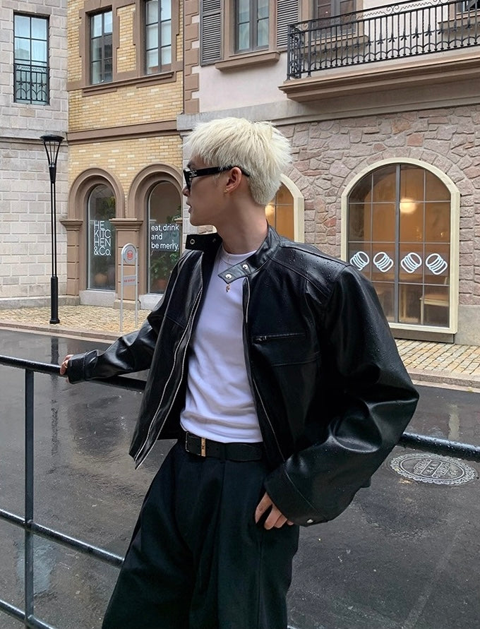 Edge classic rebel streetwear leather jacket