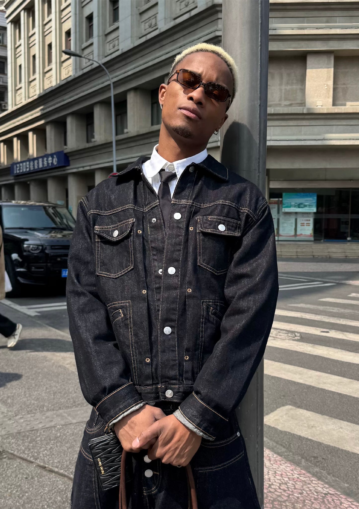 Sewn original cow washed denim jacket