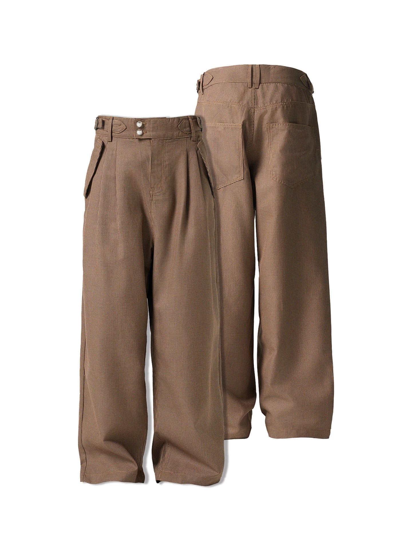 Houndstooth check 3D cut baggy western pants