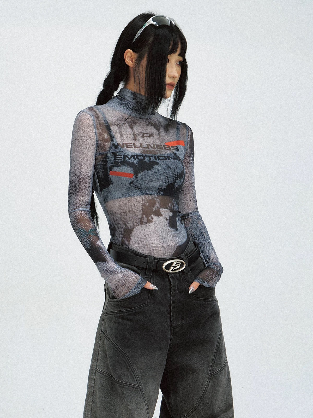 Spicy girl transparent inner thin mesh shirt