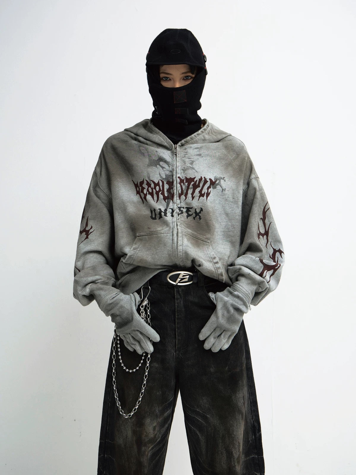 Dirty mask removable gloves hoodie