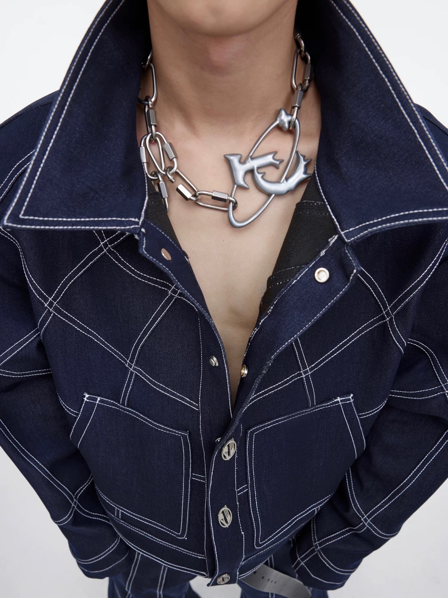 Heavy metal chain punk matte finish necklace