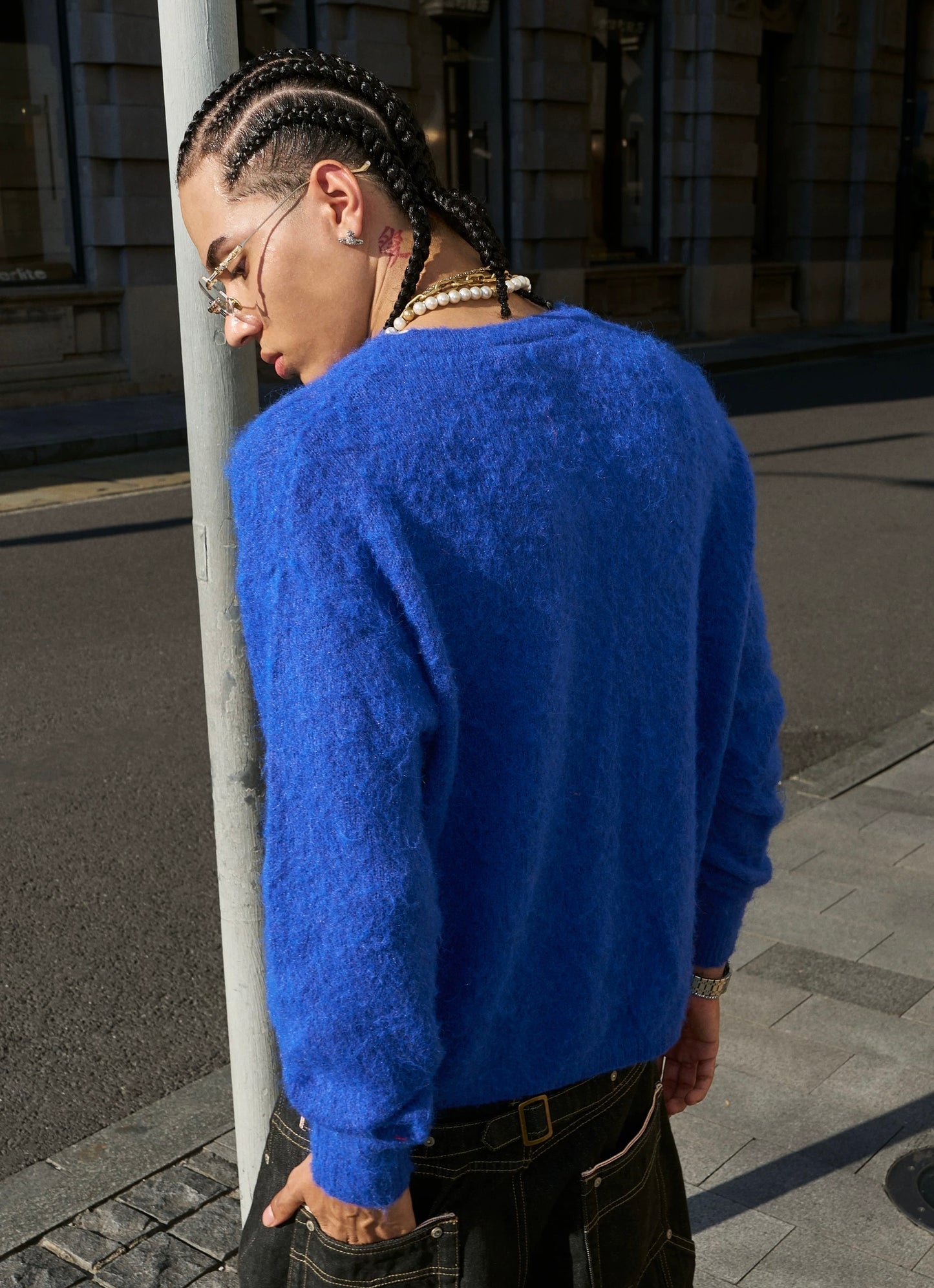 Crimson flame heart emblem wool sweater