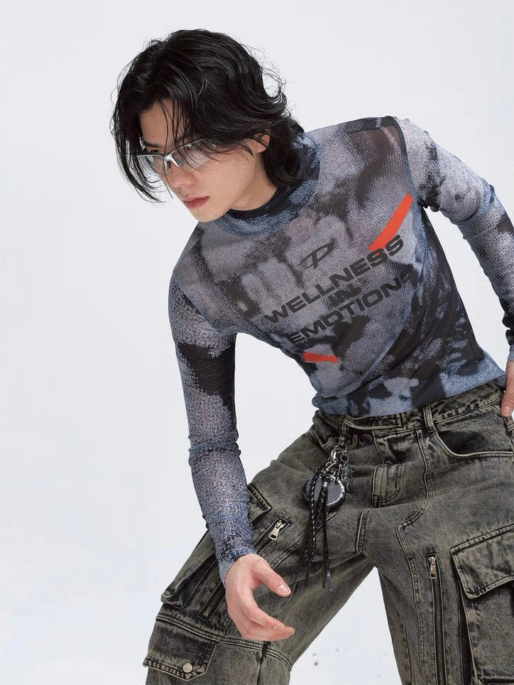 Spicy girl transparent inner thin mesh shirt