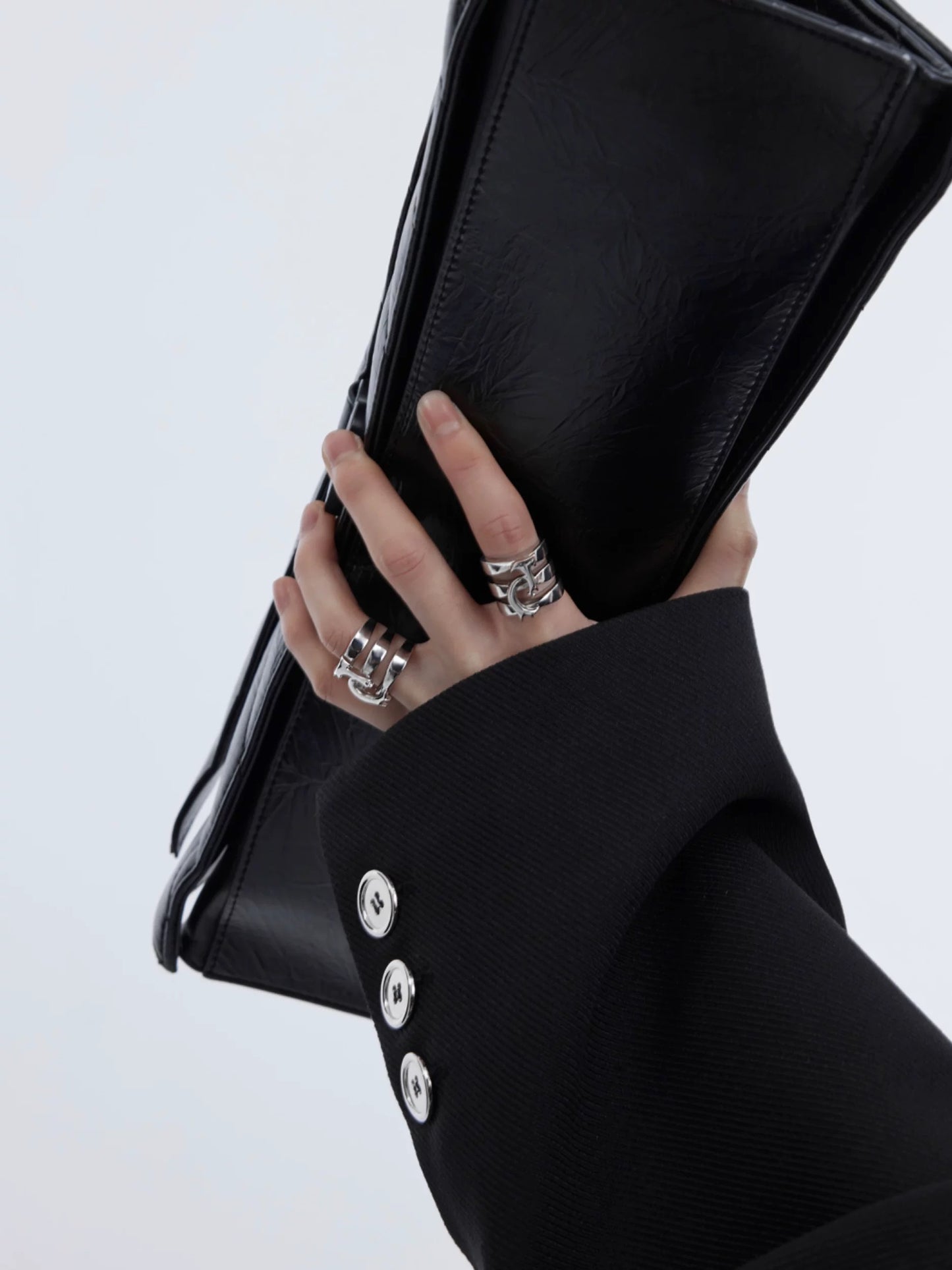 Futuristic titanium steel pioneering ring