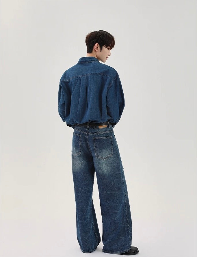 Grace washable plush long sleeve denim shirt