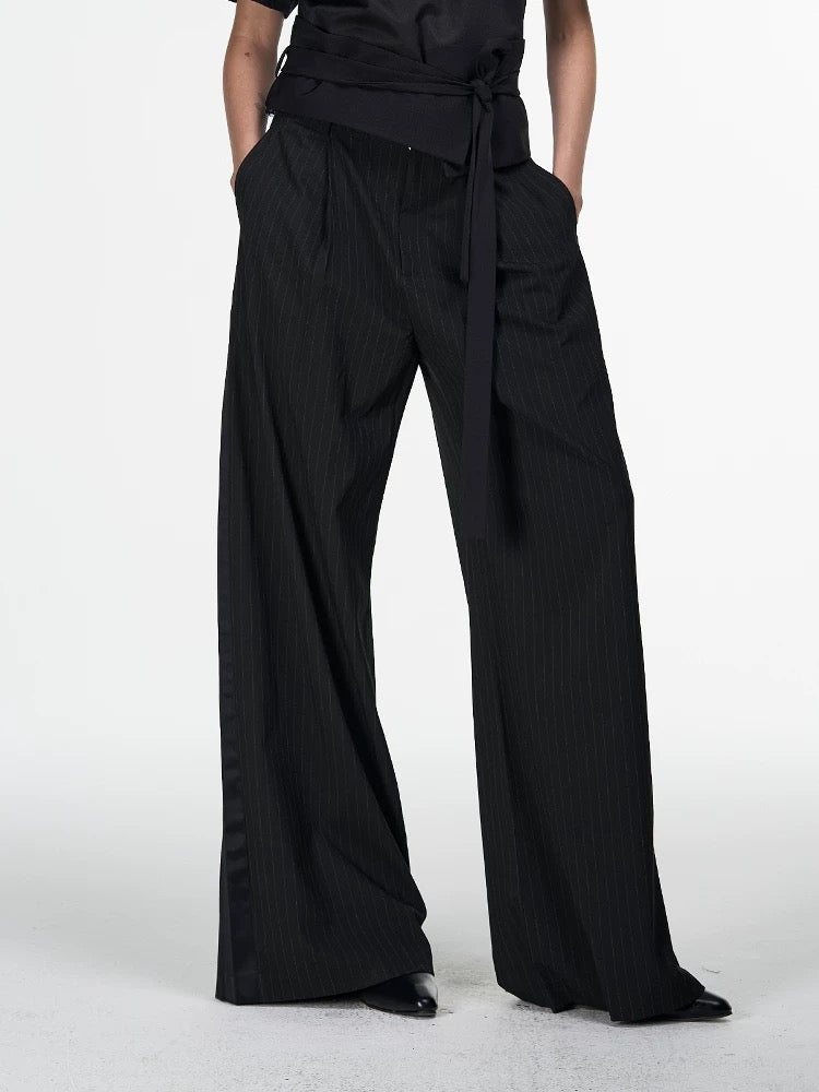 Smoking acetic acid ribbon stitching pants