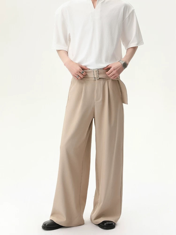 Premium removable waistband relaxed straight pants