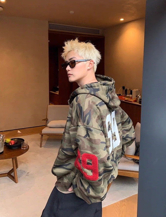 Savage urban camouflage street oversized zip hoodie