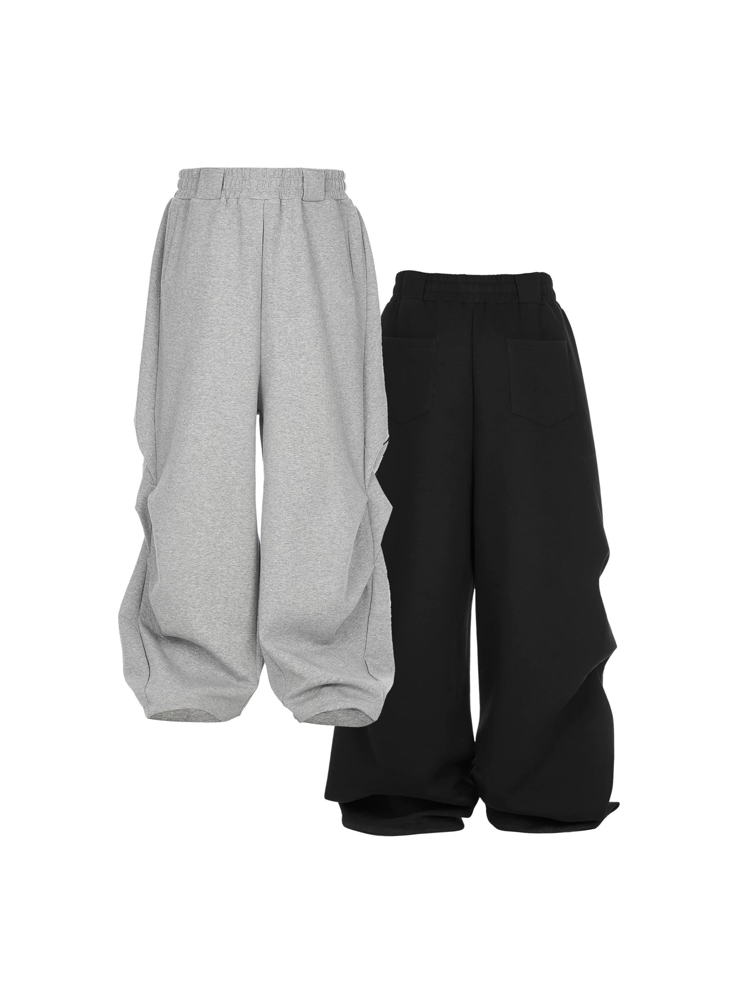 Suspended air trimmed pleated loose baggy pants