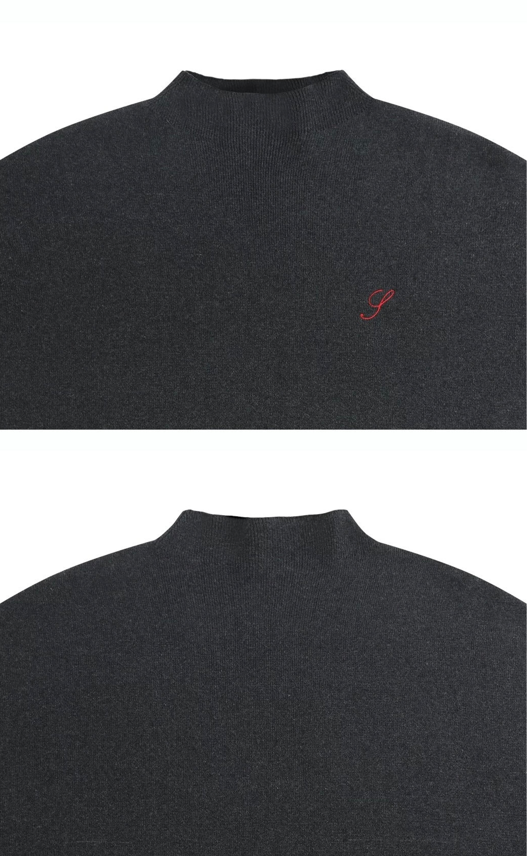 Cut wool fly high neck arc texture short sleeve