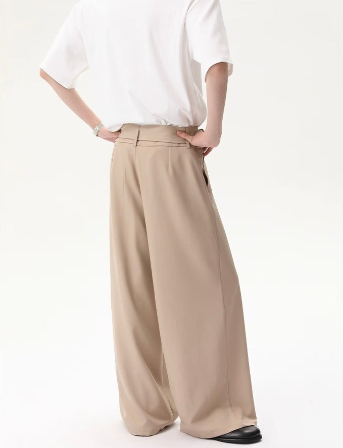 Premium removable waistband relaxed straight pants