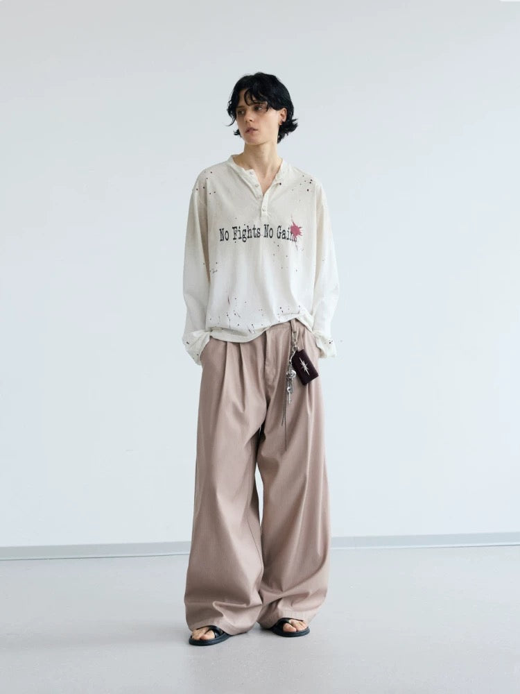 Loose old ink printed long sleeve t-shirt