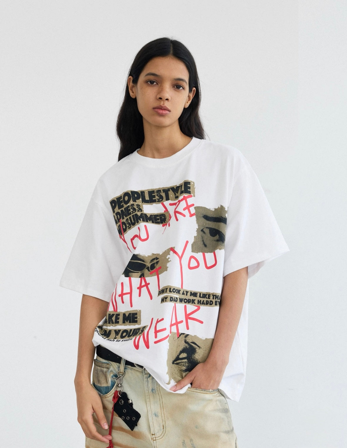 Creative original graffiti printed letters t-shirt