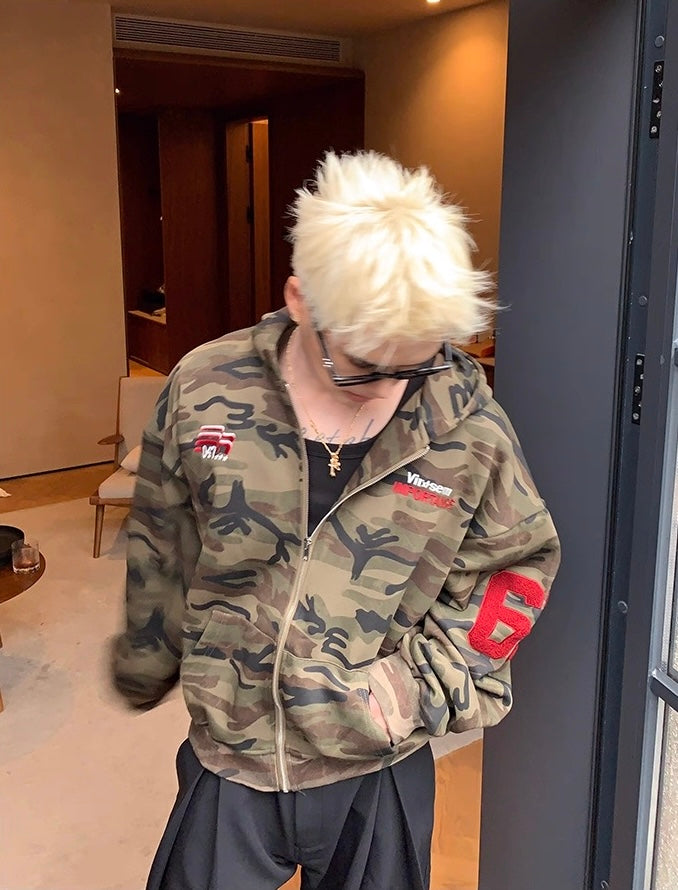 Savage urban camouflage street oversized zip hoodie