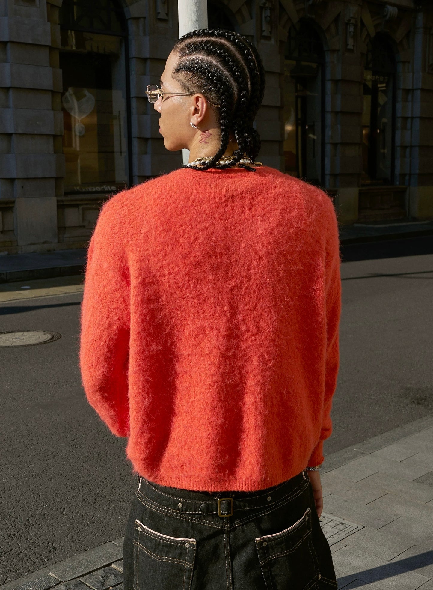 Crimson flame heart emblem wool sweater