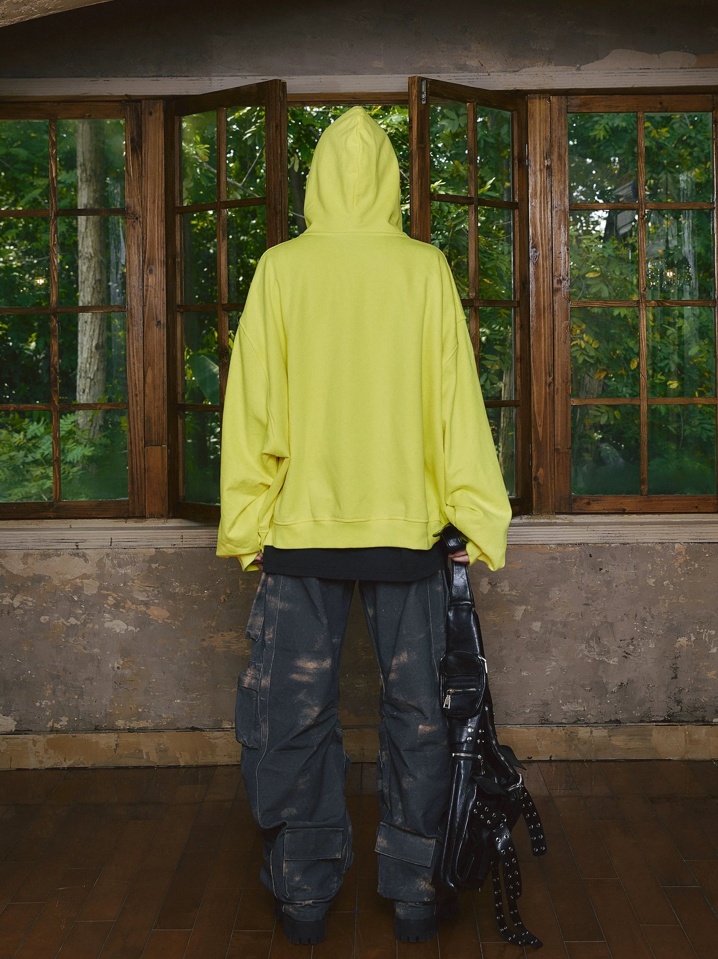 British decrypted sparkling fluorescent yellow zip hoodie