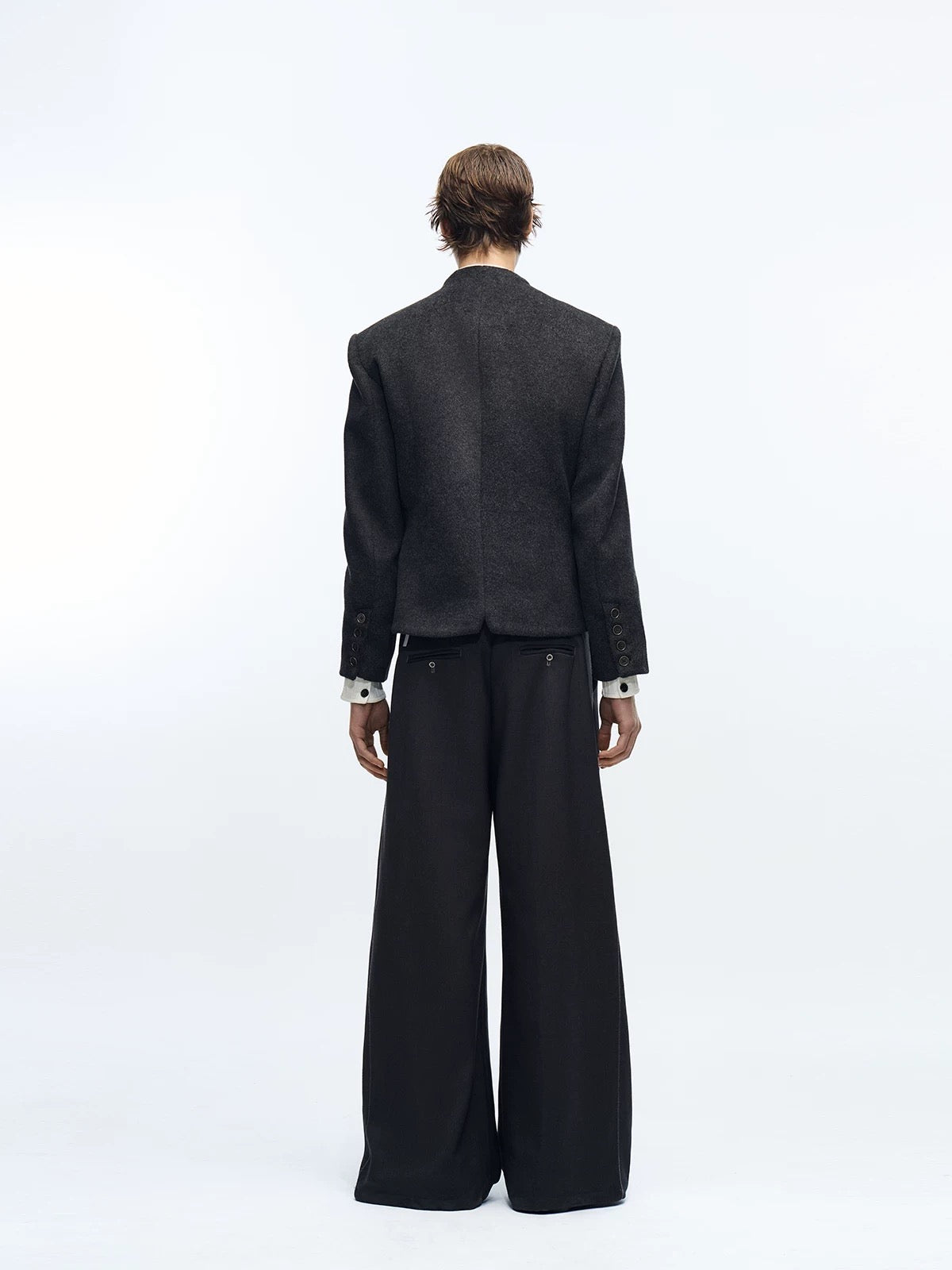 Integrated stand collar wool cut suit palace jacket