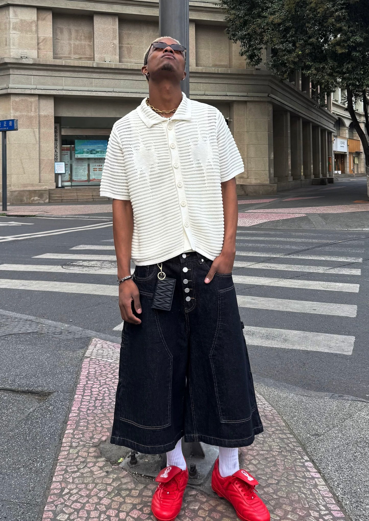 Beach laurel wave knitted short sleeve shirt