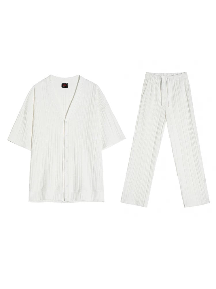 Luxury resort pleated set up wide leg pants