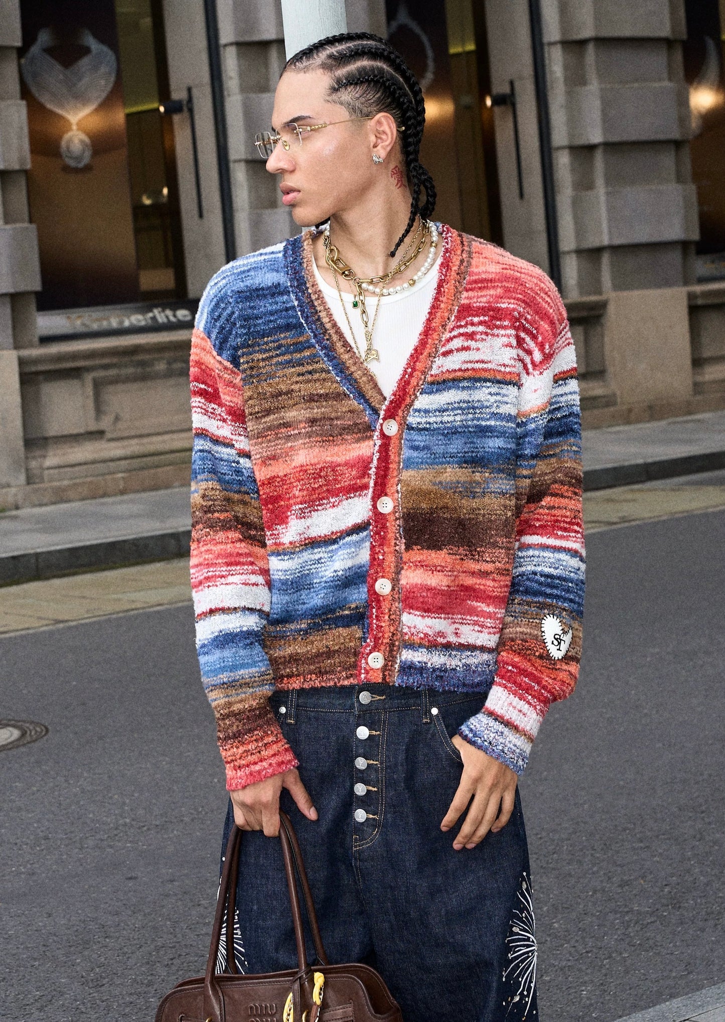 Cosmic flow vibrant knit cardigan