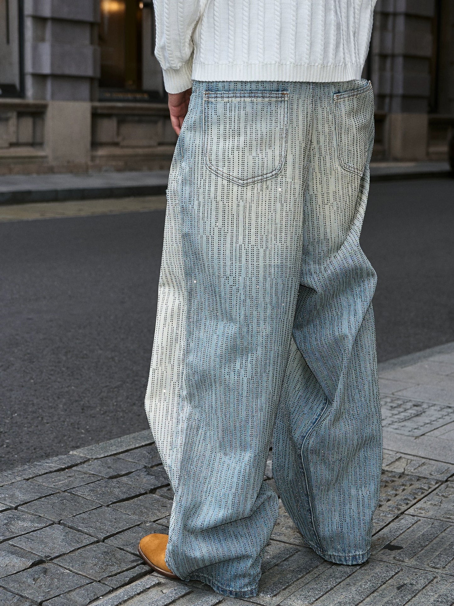 Radiant sparkle skyline wide leg denim pants