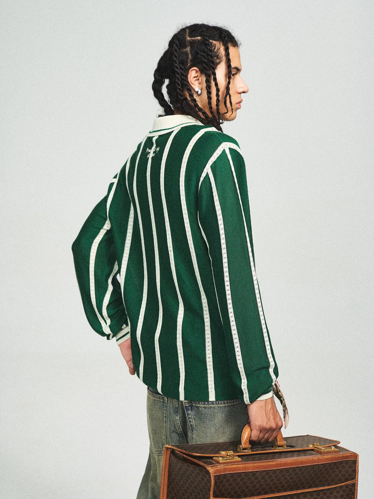 Vintage green blockcore striped affinity ball sweater