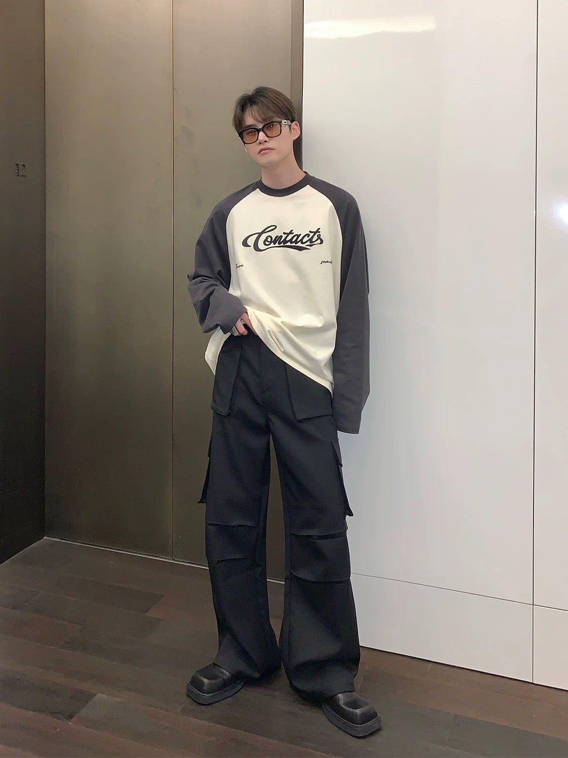 Badass korean street loose pockets adorned pants
