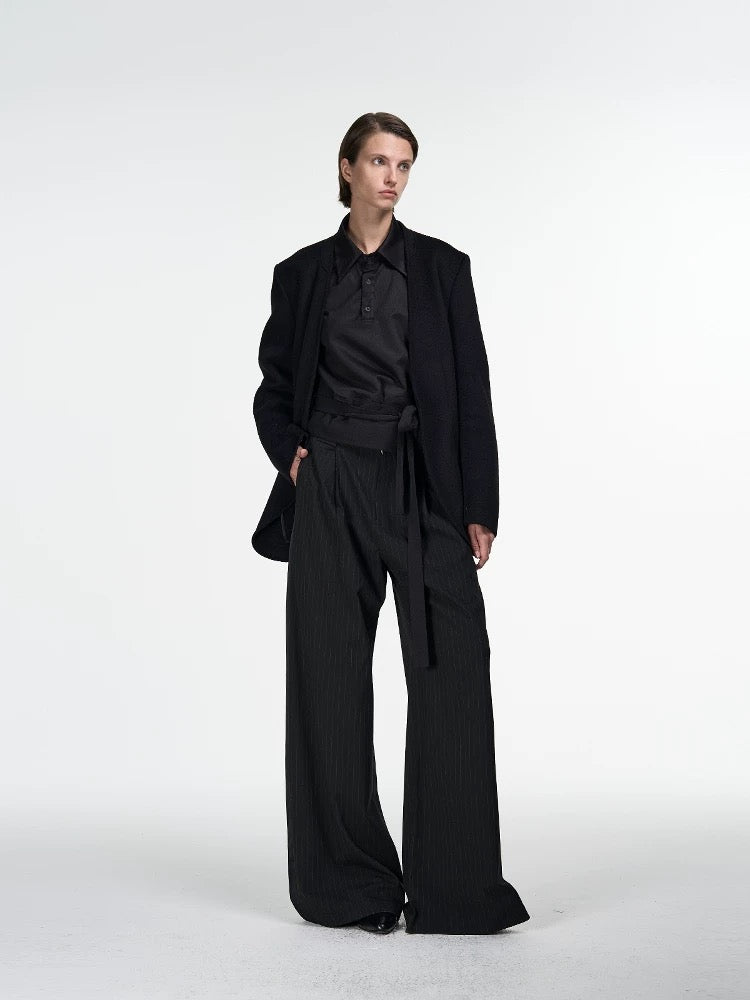 Smoking acetic acid ribbon stitching pants
