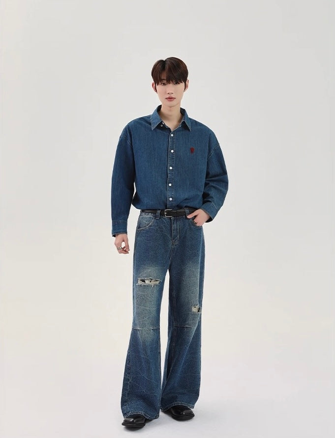 Grace worn out straight leg denim pants