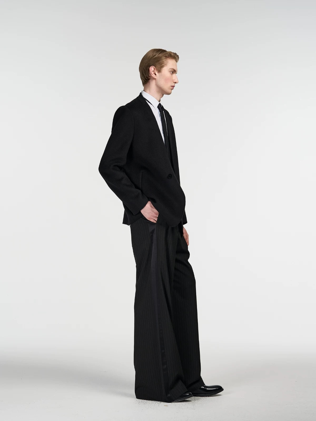Smoking acetic acid ribbon stitching pants