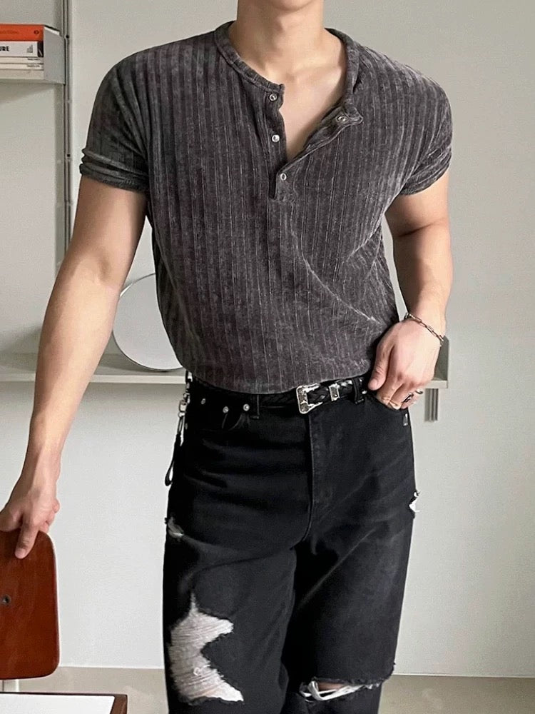 Luxury ribbed charm short sleeve polo shirt