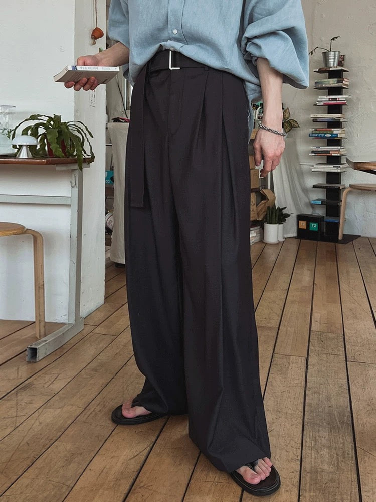 Shadow gravity wide leg pleated pants