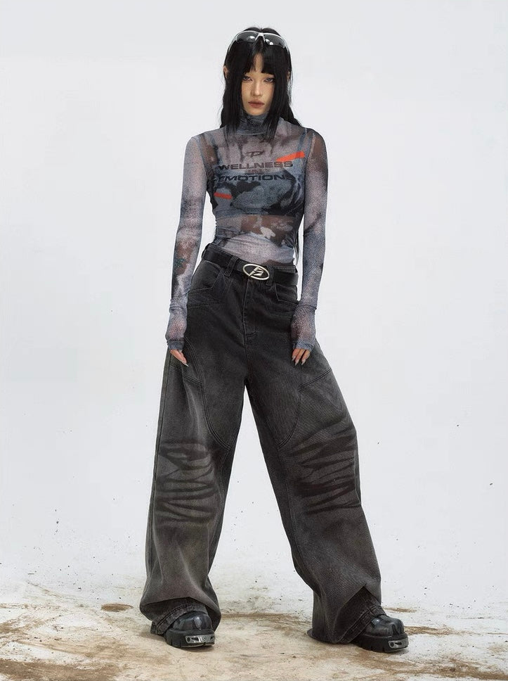 Spicy girl transparent inner thin mesh shirt