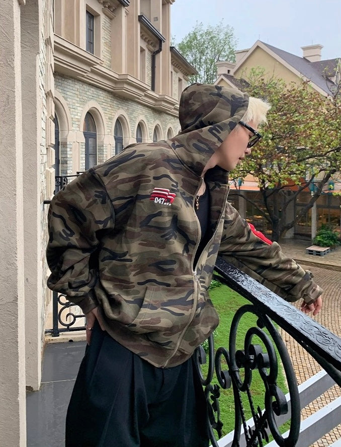 Savage urban camouflage street oversized zip hoodie