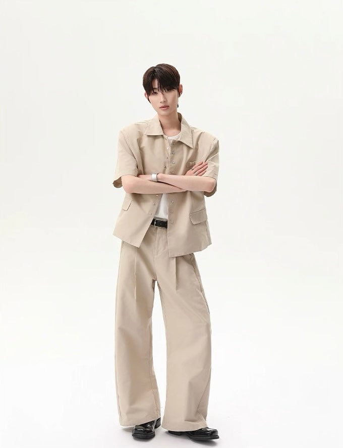 Minimalist premium slippery straight shaped pants