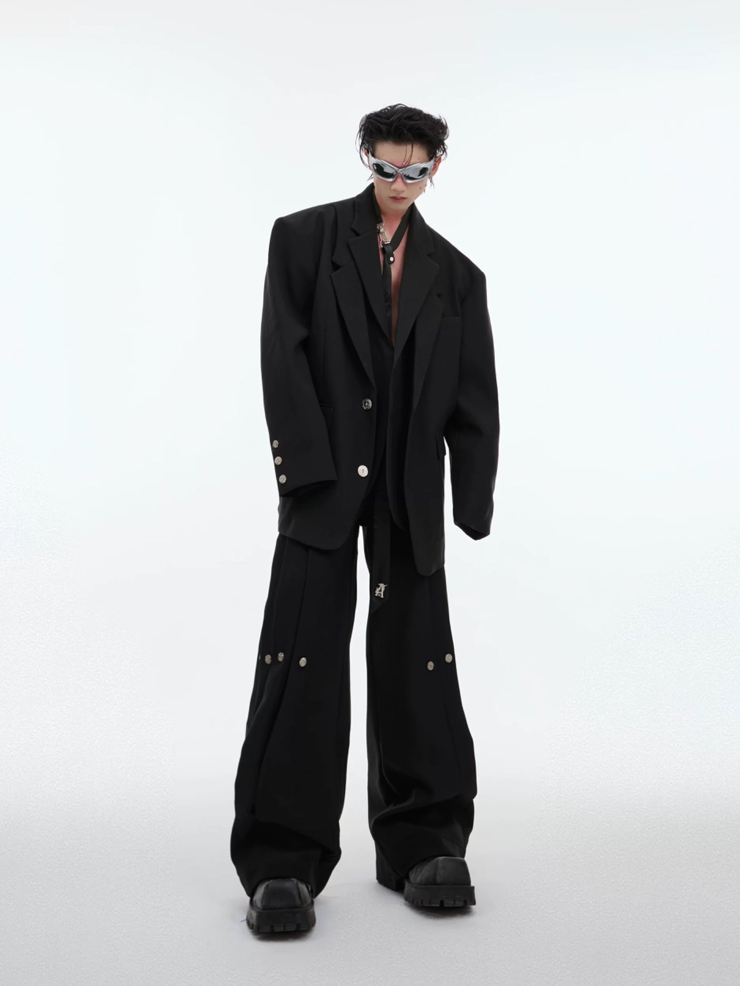 Monarch infinite engraved metal ornamented pants